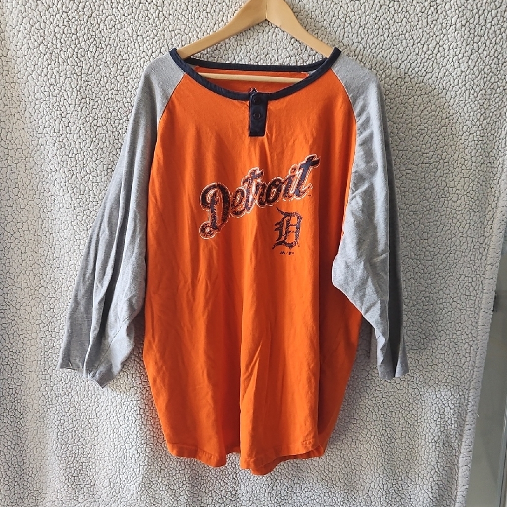 Detroit Majestic Orange and Black Cotton Shirt Size 3XL